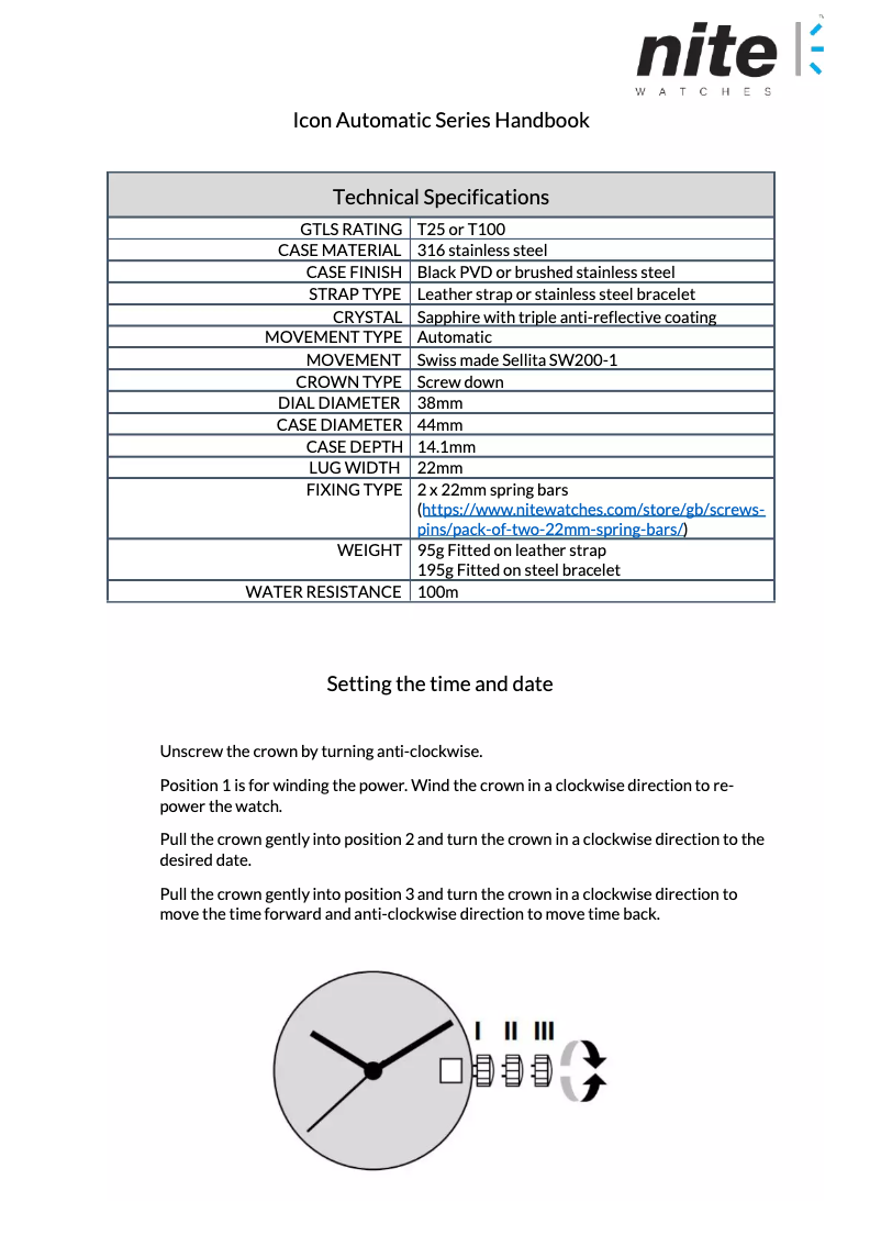 Página nº 1 - Manual de usuario Nite Icon-212 Green T100 Automatic