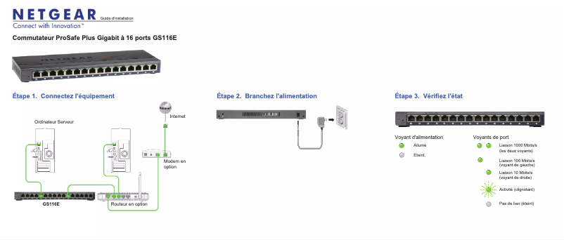 Página 1 del manual Guía de instalación Netgear GS116E