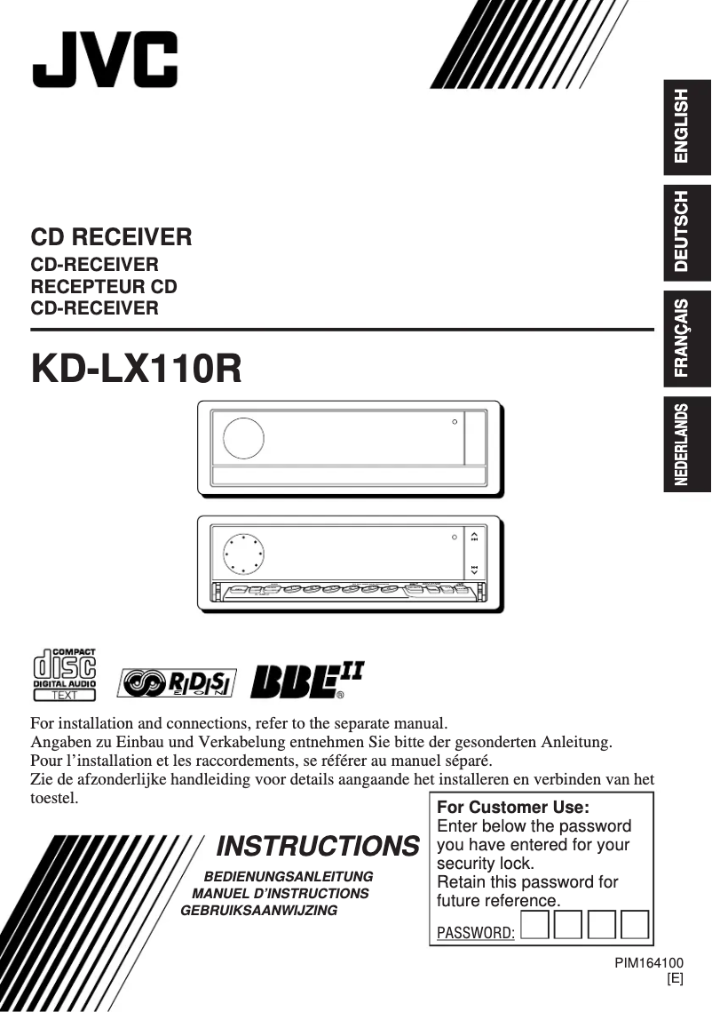 Imagen de la primera página del manual del dispositivo KD-LX110