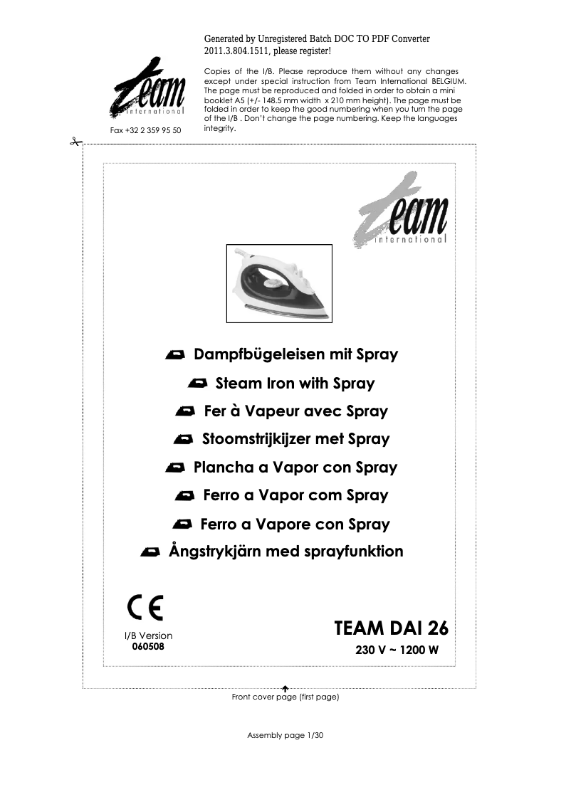 Imagen de la primera página del manual del dispositivo DAI 26