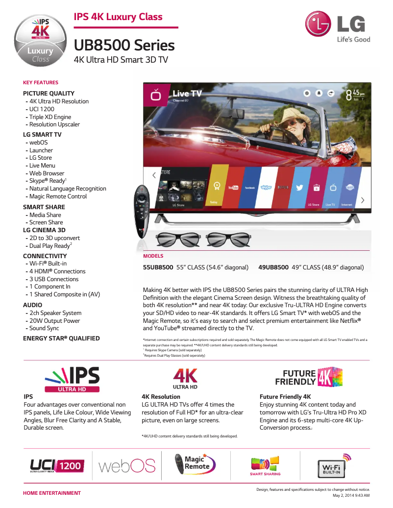 Imagen de la primera página del manual del dispositivo 49UB8500