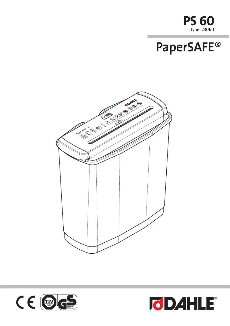 Imagen de la primera página del manual del dispositivo PaperSAFE PS 60
