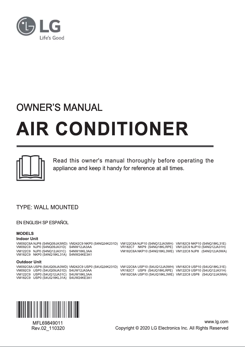 Página 1 del manual Manual de usuario LG VM122C8