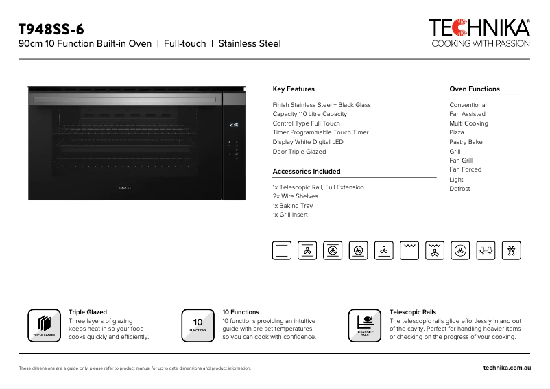 Página 1 del manual Ficha técnica Technika T948SS-6