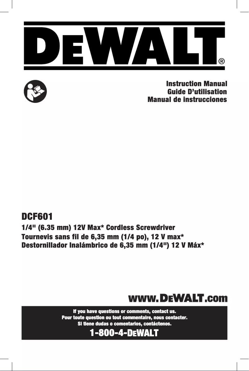 Página 1 del manual Manual de usuario DeWalt DCF601