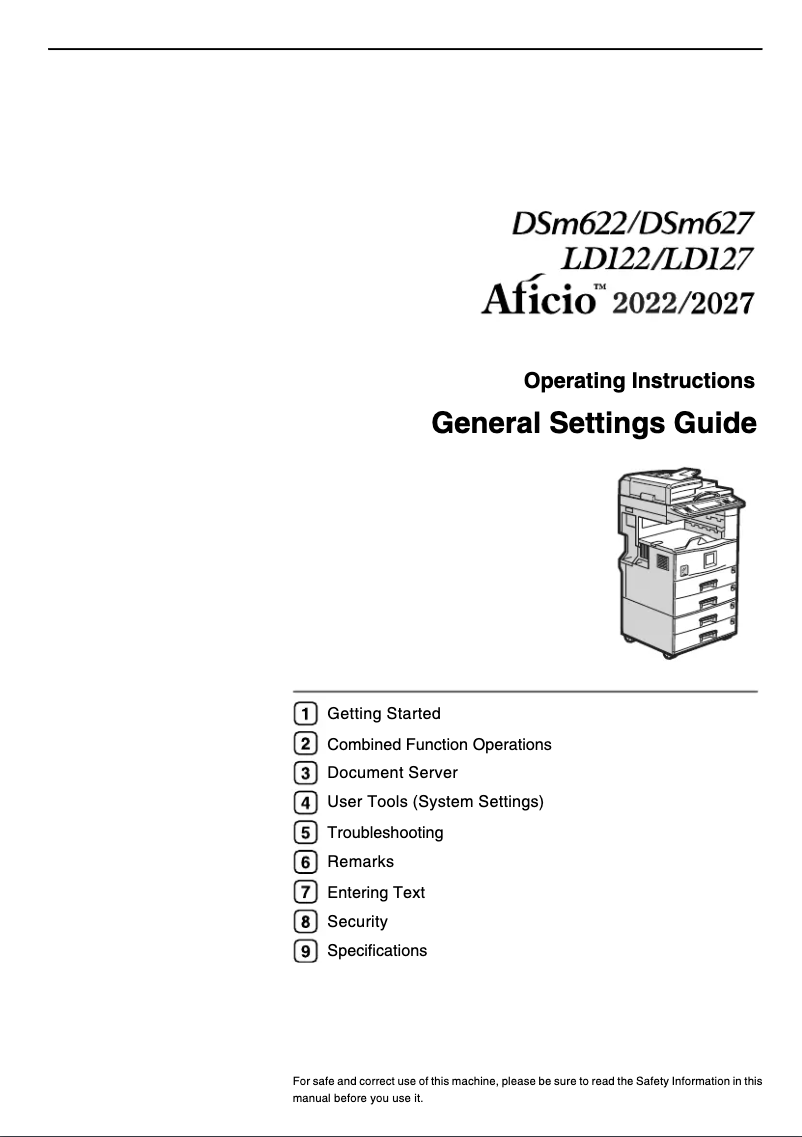 Página 1 del manual Manual de usuario Ricoh Aficio 2022