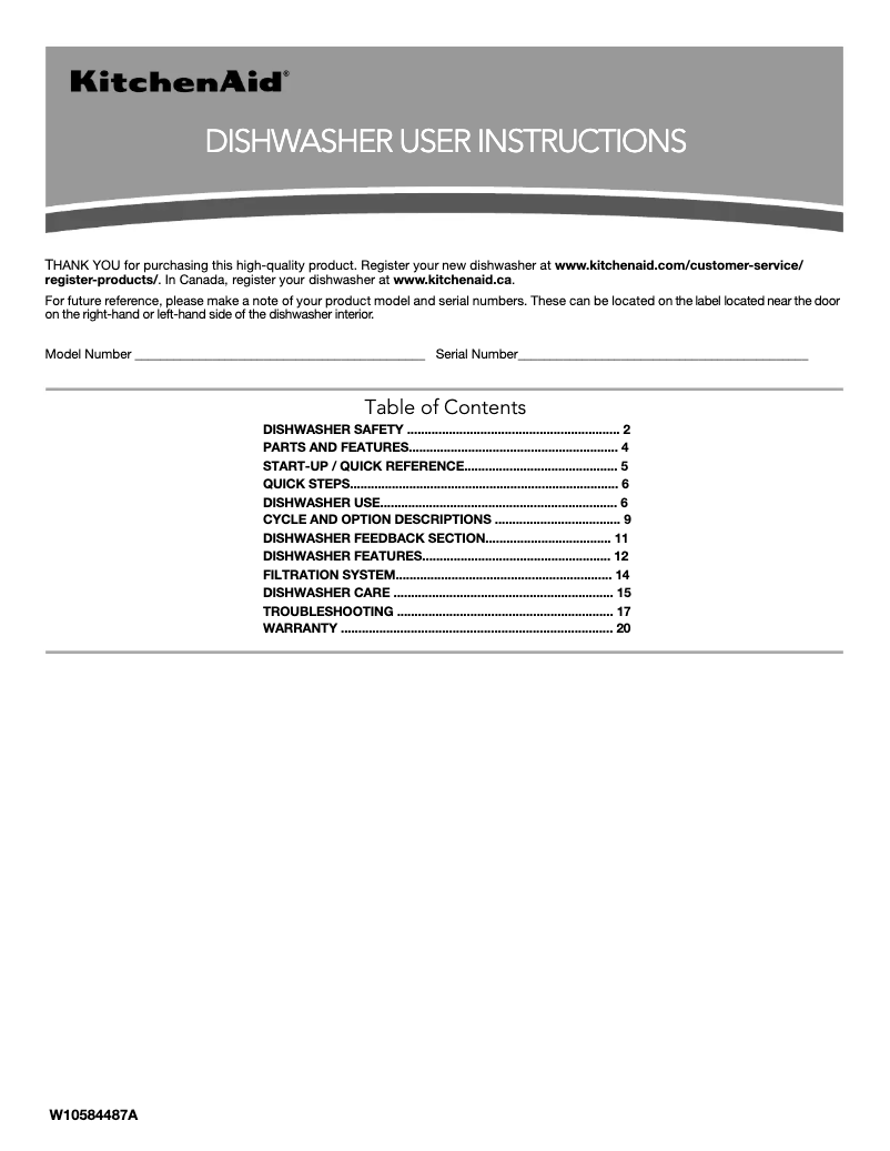 Página nº 1 - Manual de instrucciones KitchenAid KDTE554CSS