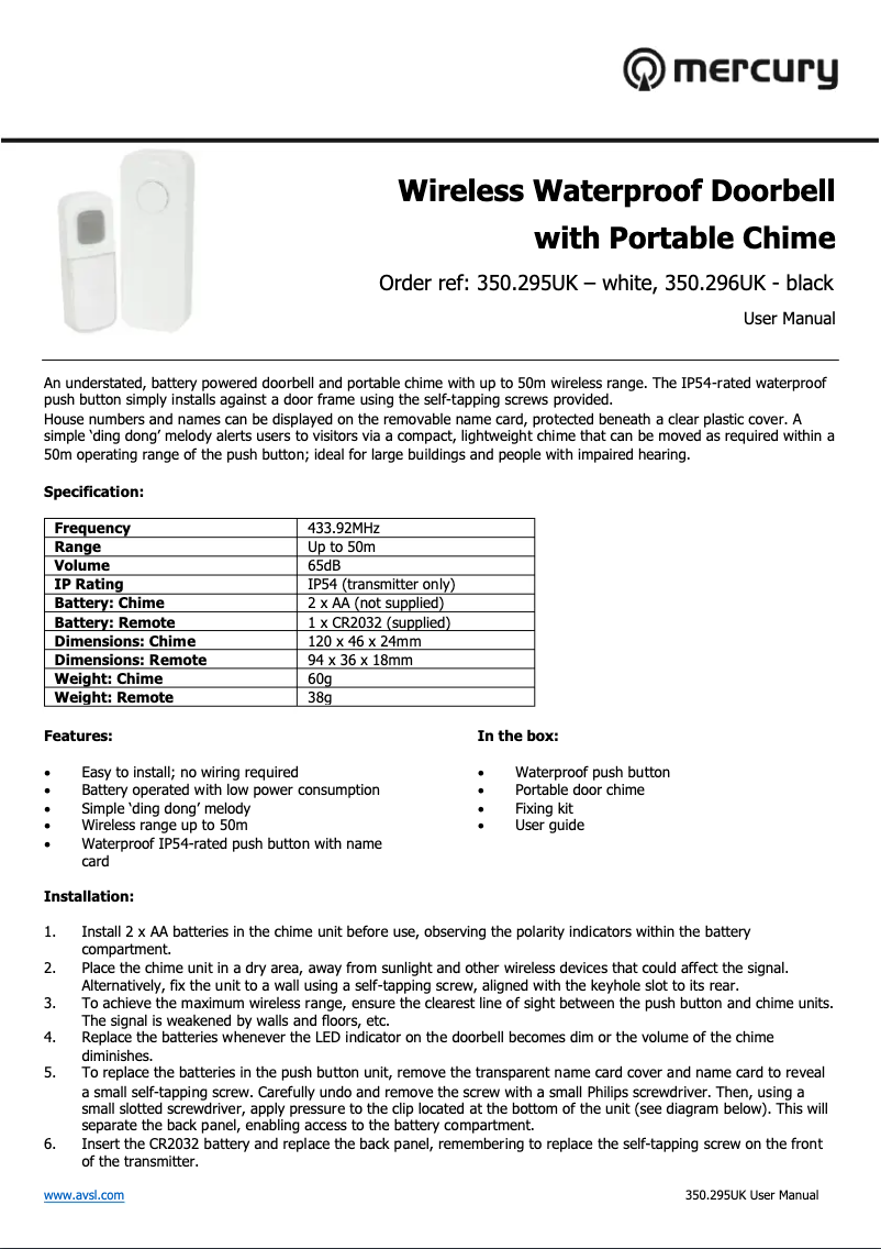 Imagen de la primera página del manual del dispositivo DB295