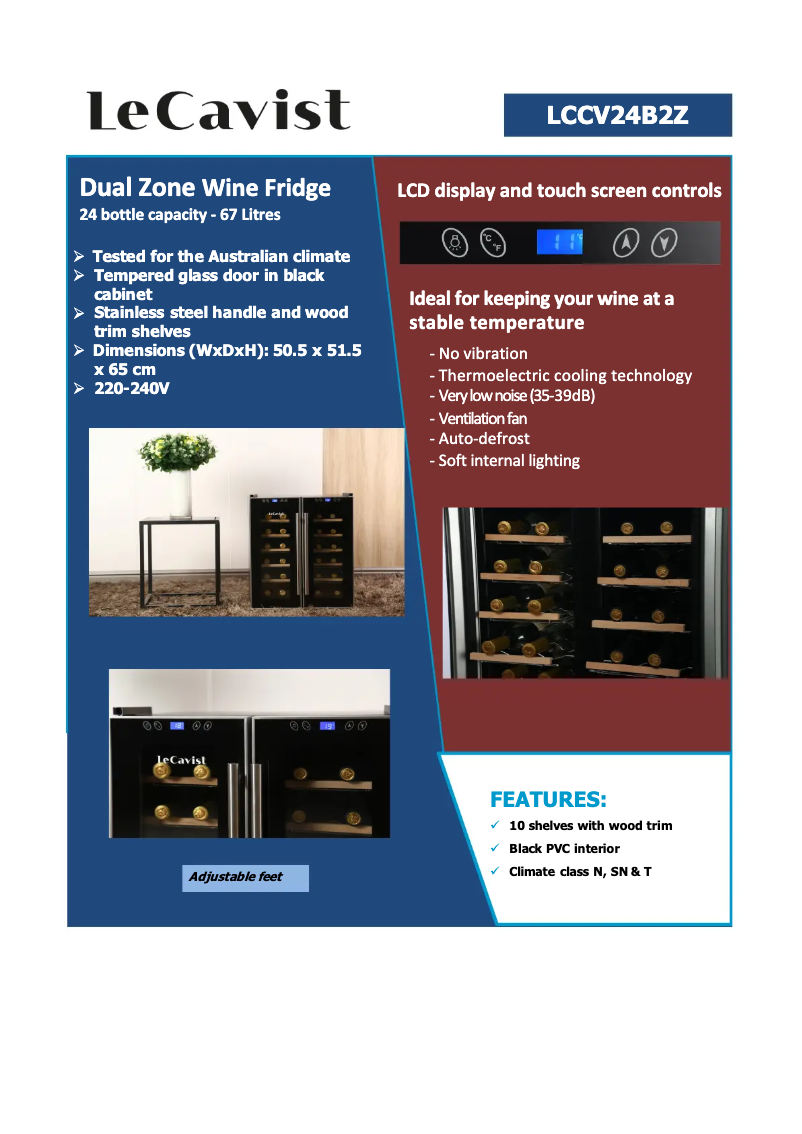Página 1 del manual Ficha técnica LeCavist LCCV24B2Z