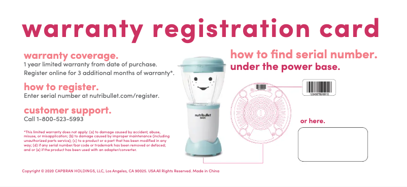 Página 1 del manual Información de garantía NutriBullet Baby