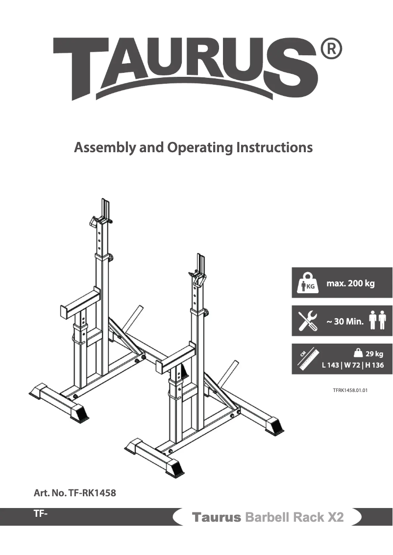 Imagen de la primera página del manual del dispositivo Barbell Rack X2
