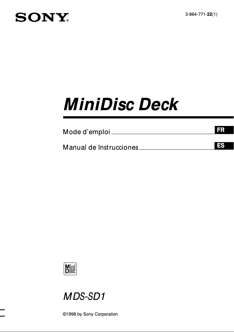 Página nº 1 - Manual de usuario Sony MDS-SD1