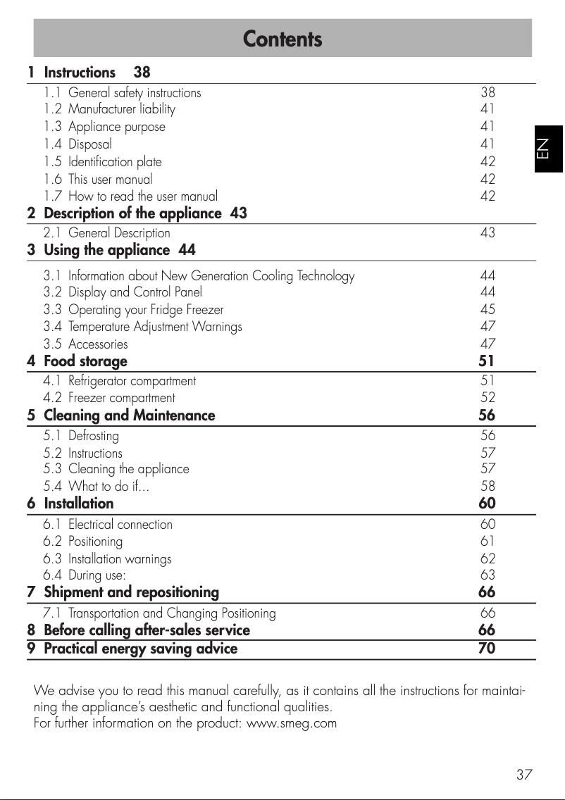 Página 1 del manual Manual de instrucciones Smeg FA8005LPO