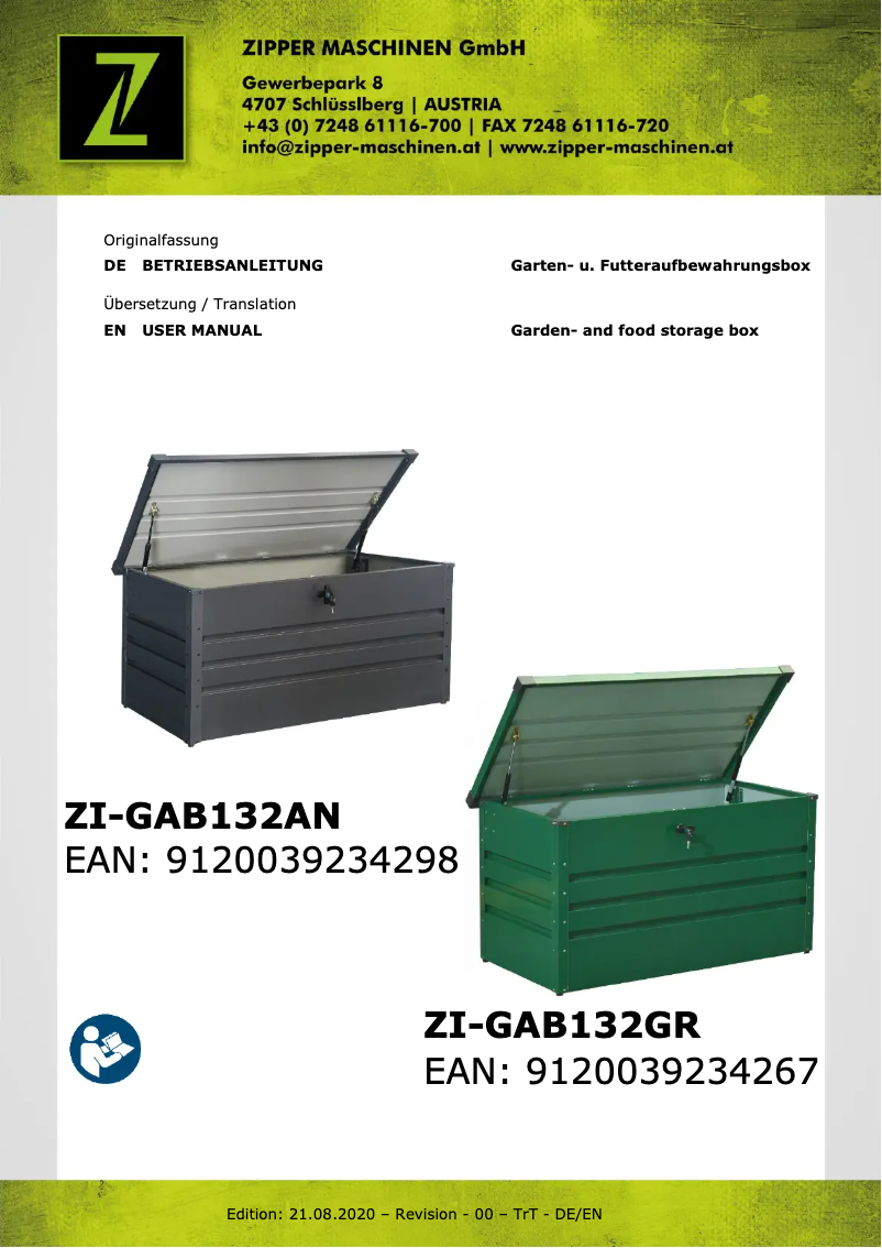 Página 1 del manual Manual de usuario Zipper ZI-GAB132GR