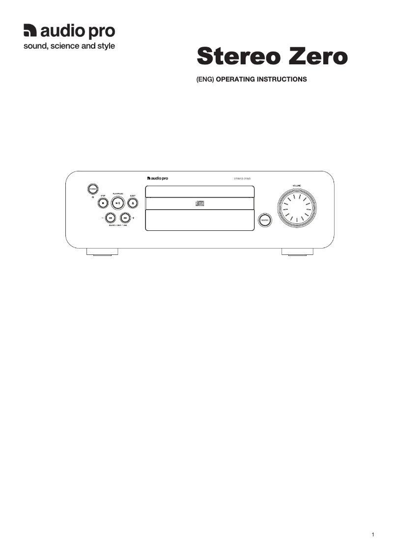 Página 1 del manual Manual de usuario Audio Pro Stereo Zero