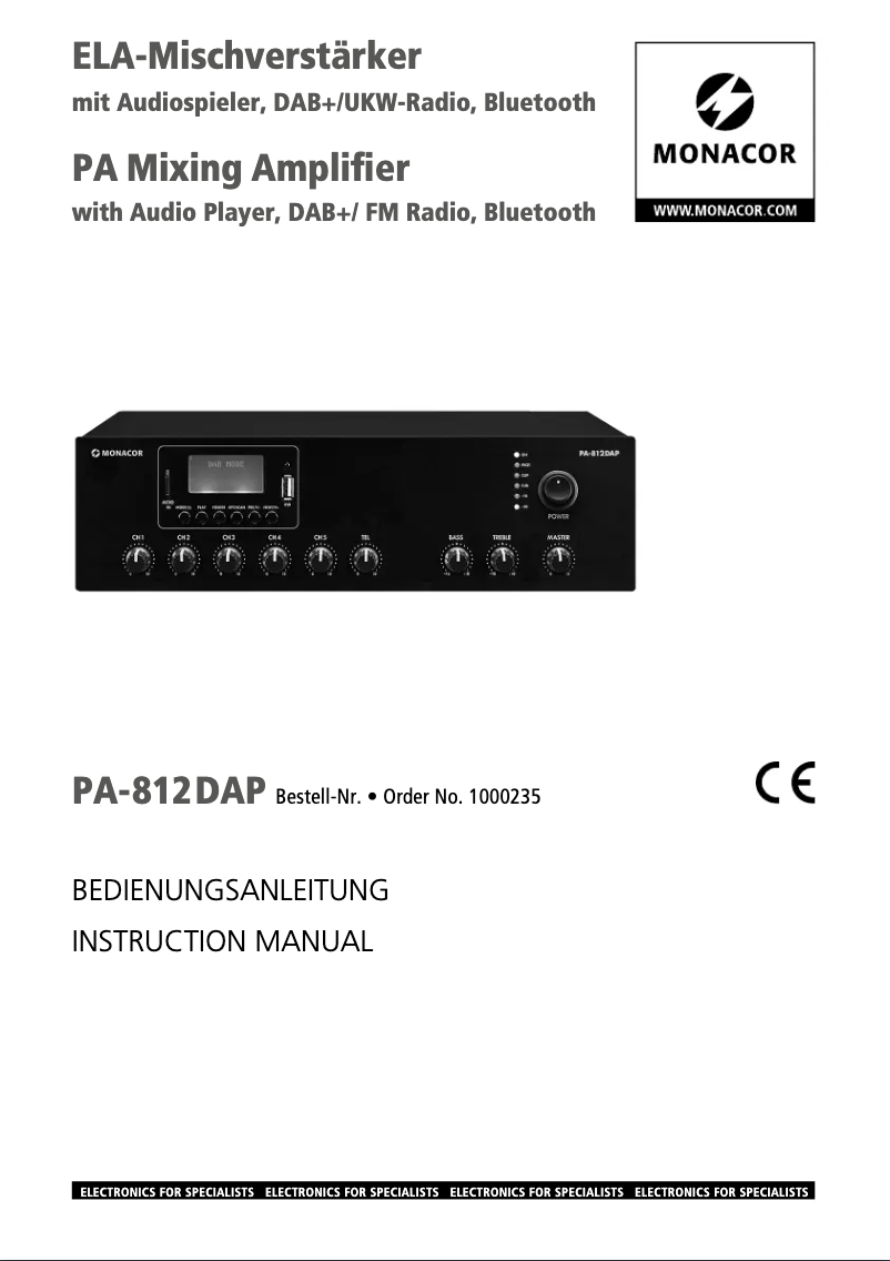 Página nº 1 - Manual de usuario Monacor PA-812DAP