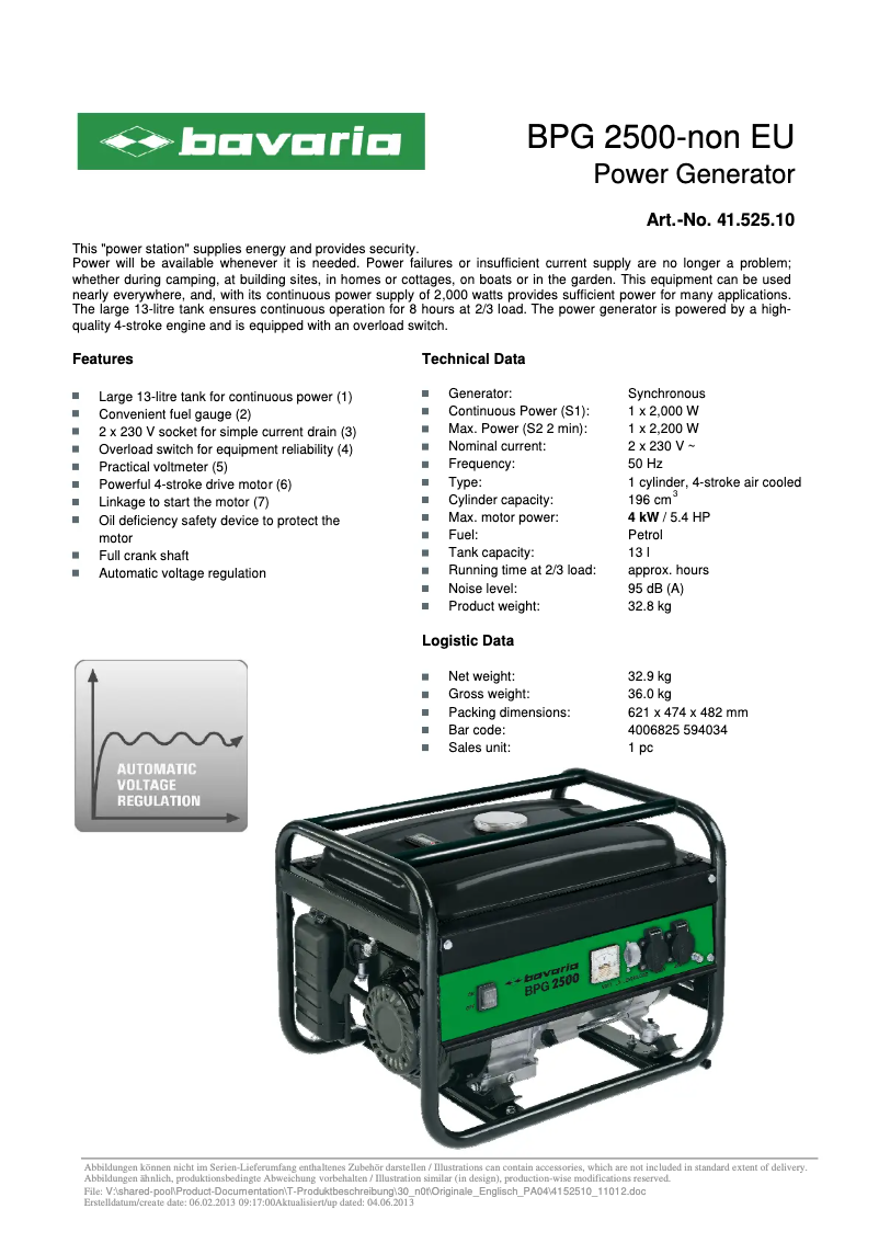 Página nº 1 - Manual de usuario Bavaria BPG 2500