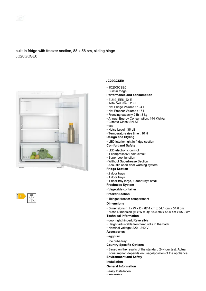 Imagen de la primera página del manual del dispositivo JC20GCSE0