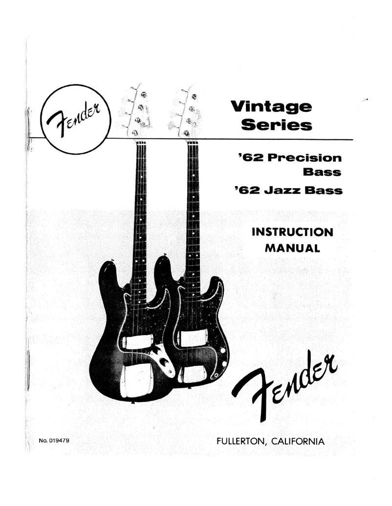 Página nº 1 - Manual de usuario Fender '62 Jazz Bass Vintage Series