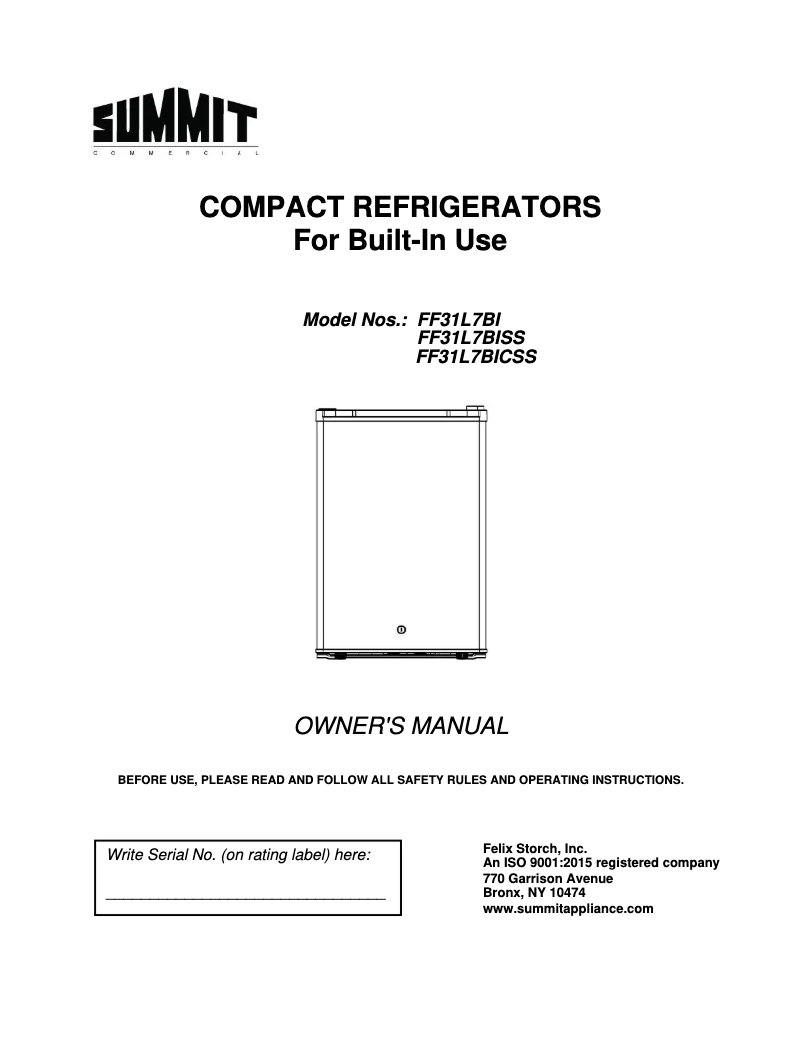 Página 1 del manual Manual de usuario Summit FF31L7BI