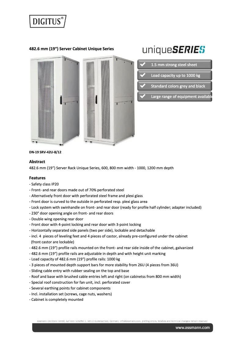 Imagen de la primera página del manual del dispositivo DN-19 SRV-36U-1