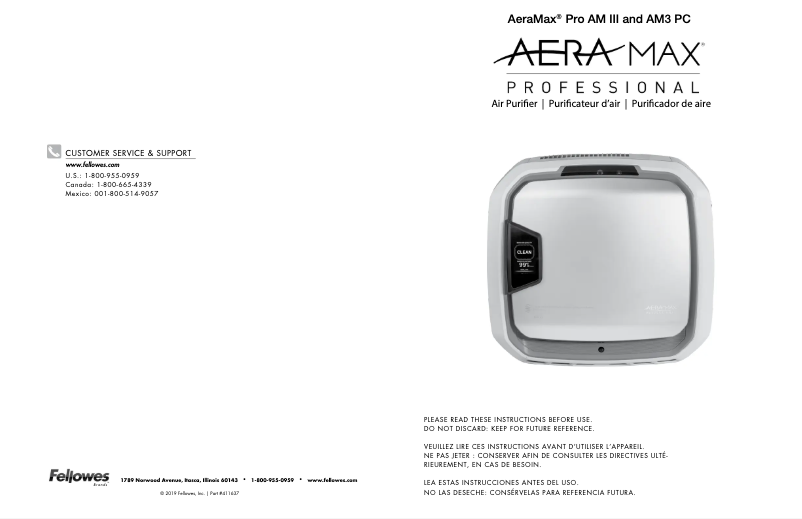 Imagen de la primera página del manual del dispositivo AeraMax Professional 3