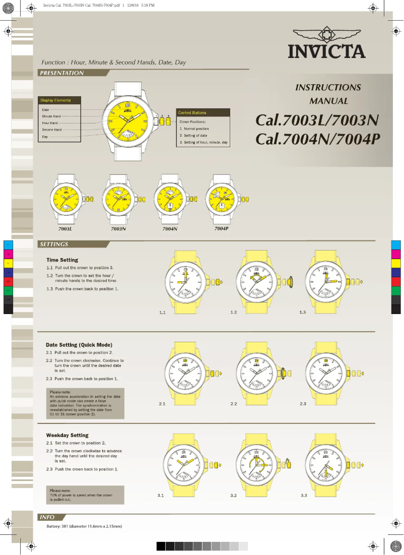 Página 1 del manual Manual de usuario Invicta Vintage 29253