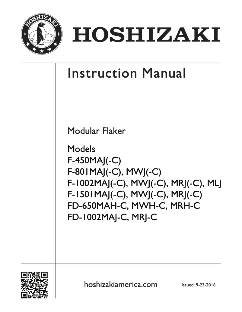 Página 1 del manual Manual de usuario Hoshizaki F-450MAJ