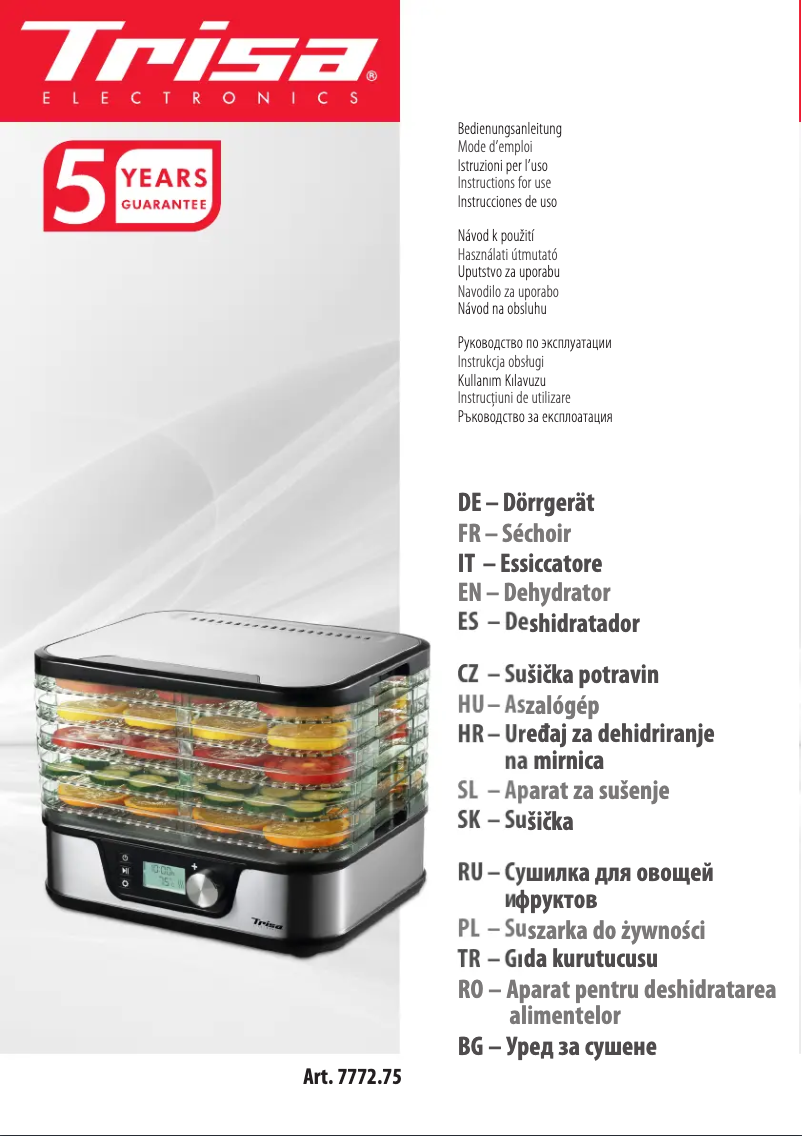 Imagen de la primera página del manual del dispositivo Healthy Snack 7772