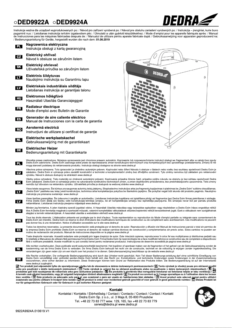 Página 1 del manual Manual de usuario DEDRA DED9922A