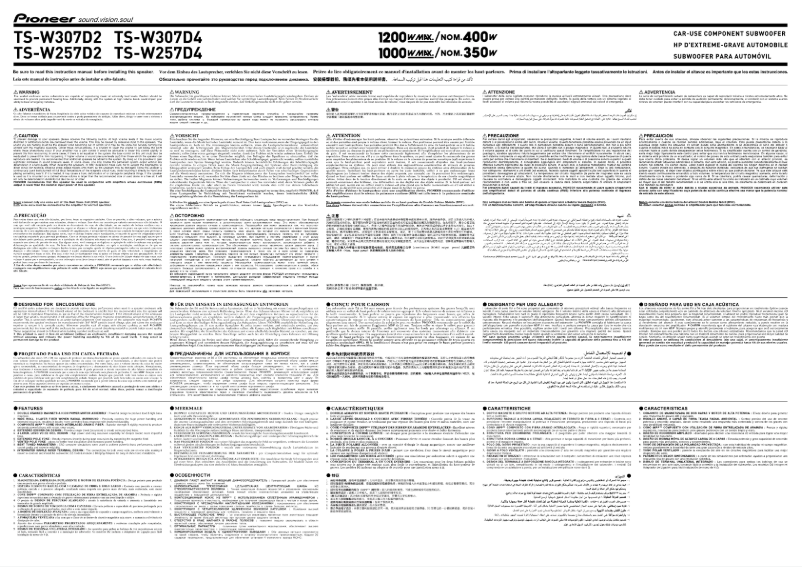 Página 1 del manual Manual de usuario Pioneer TS-W307D2