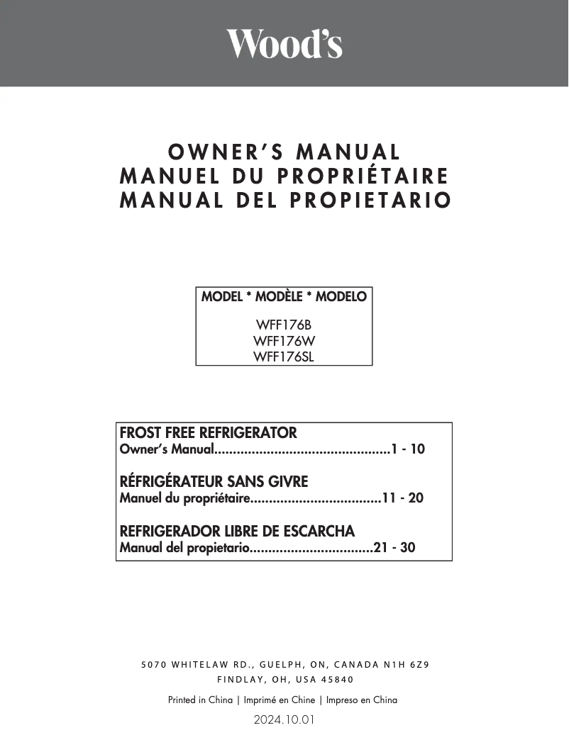 Imagen de la primera página del manual del dispositivo WFF176W