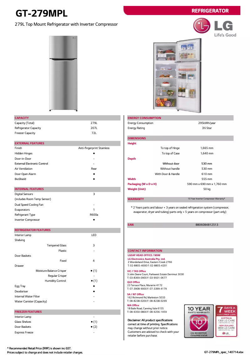 Imagen de la primera página del manual del dispositivo GT-279MPL