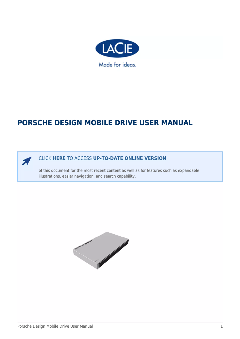 Imagen de la primera página del manual del dispositivo Porsche Design Mobile Drive
