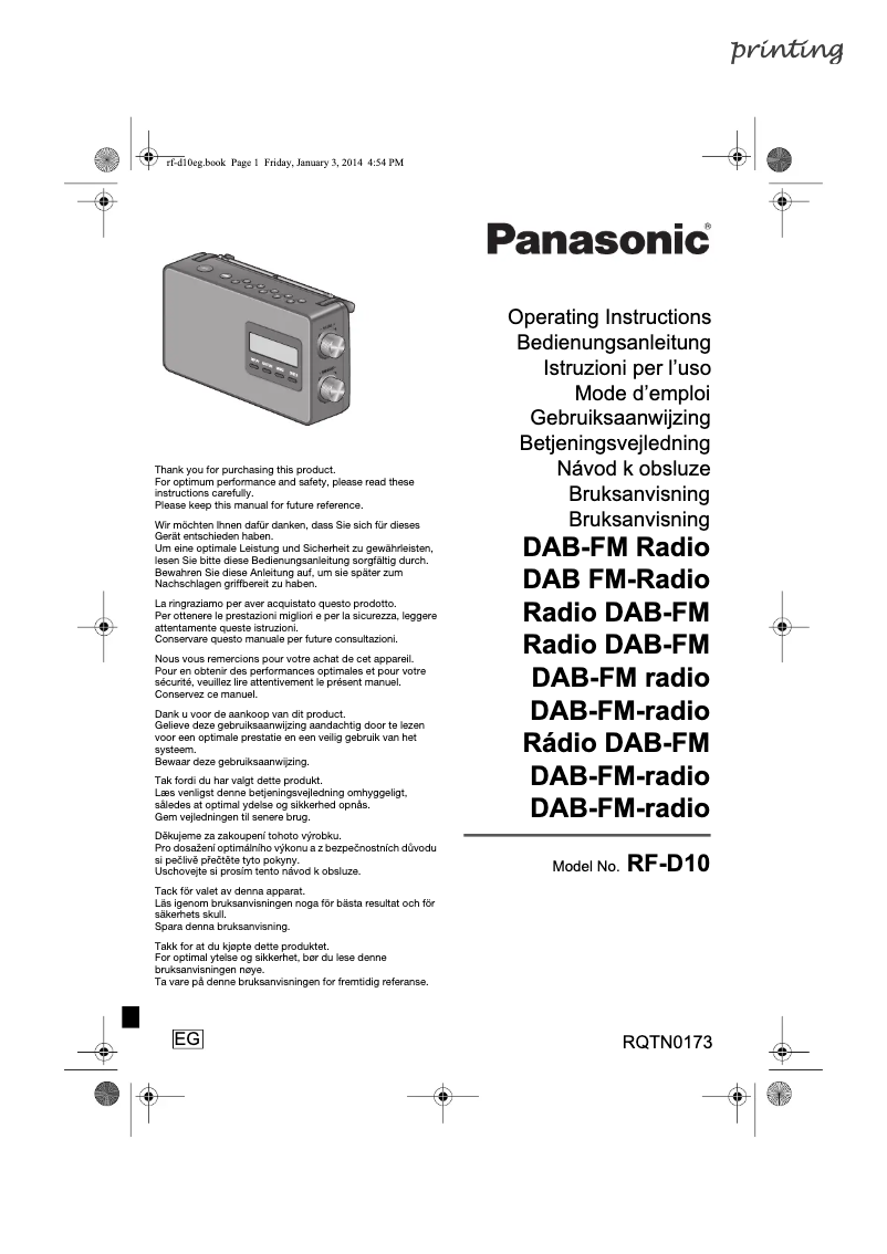 Imagen de la primera página del manual del dispositivo RF-D10EB