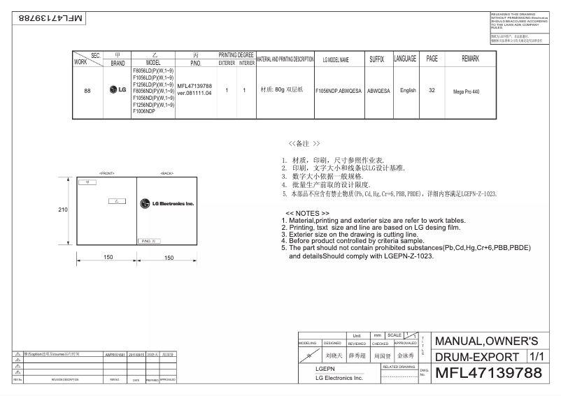 Imagen de la primera página del manual del dispositivo F1056NDP