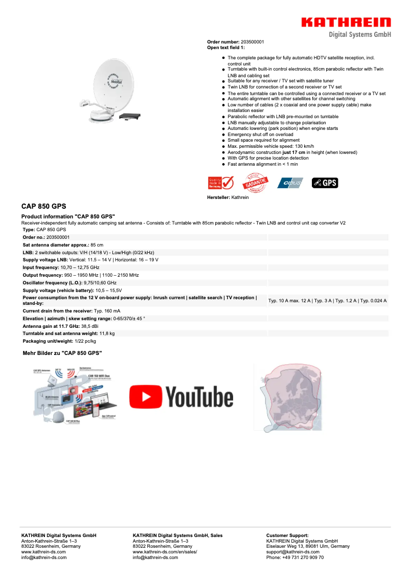 Imagen de la primera página del manual del dispositivo CAP 850 GPS