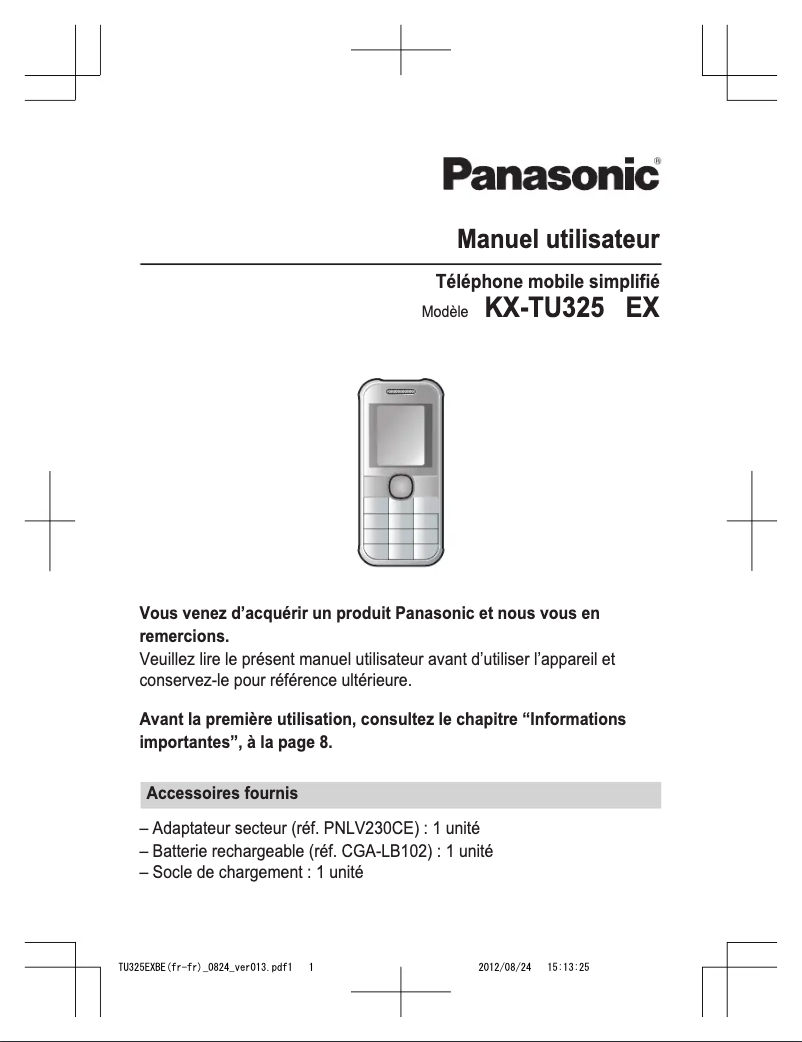 Página 1 del manual Manual de usuario Panasonic KX-TU325EXBE