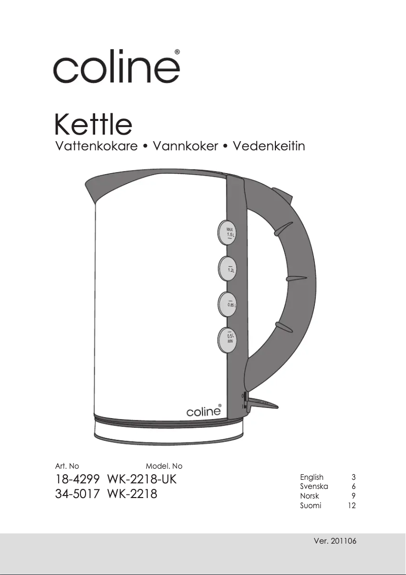 Imagen de la primera página del manual del dispositivo WK-2218