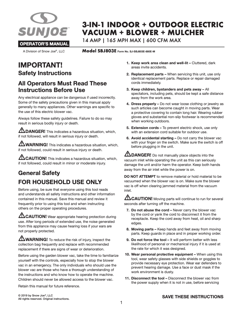 Imagen de la primera página del manual del dispositivo SBJ803E