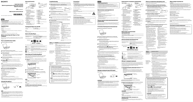 Imagen de la primera página del manual del dispositivo NWZ-B162