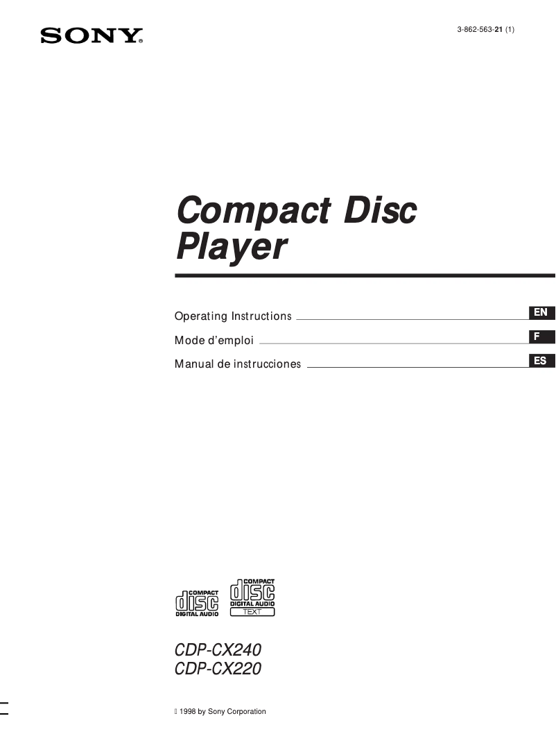 Página nº 1 - Manual de usuario Sony CDP-CX220