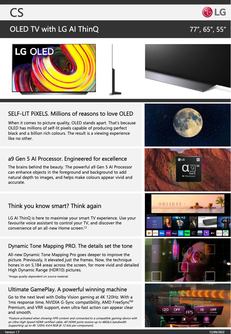 Imagen de la primera página del manual del dispositivo OLED77CSPSA