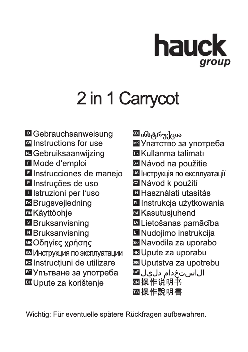 Página 1 del manual Manual de usuario Hauck 2in1 Carrycot