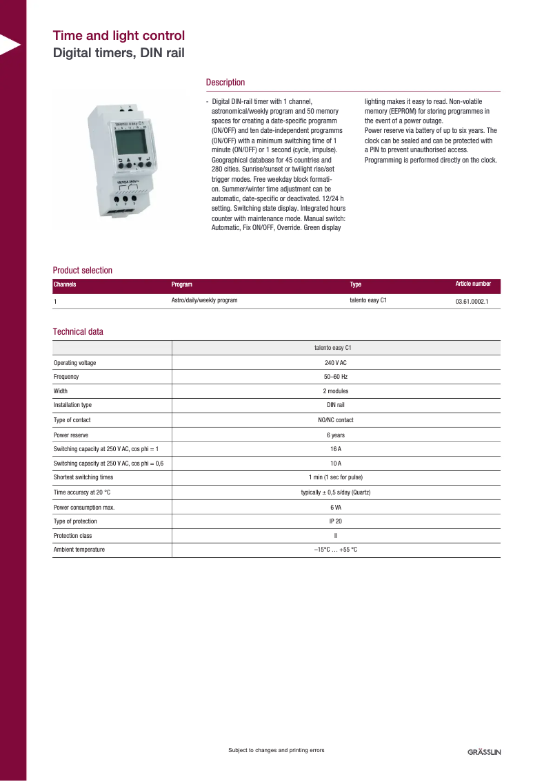 Imagen de la primera página del manual del dispositivo talento easy C1