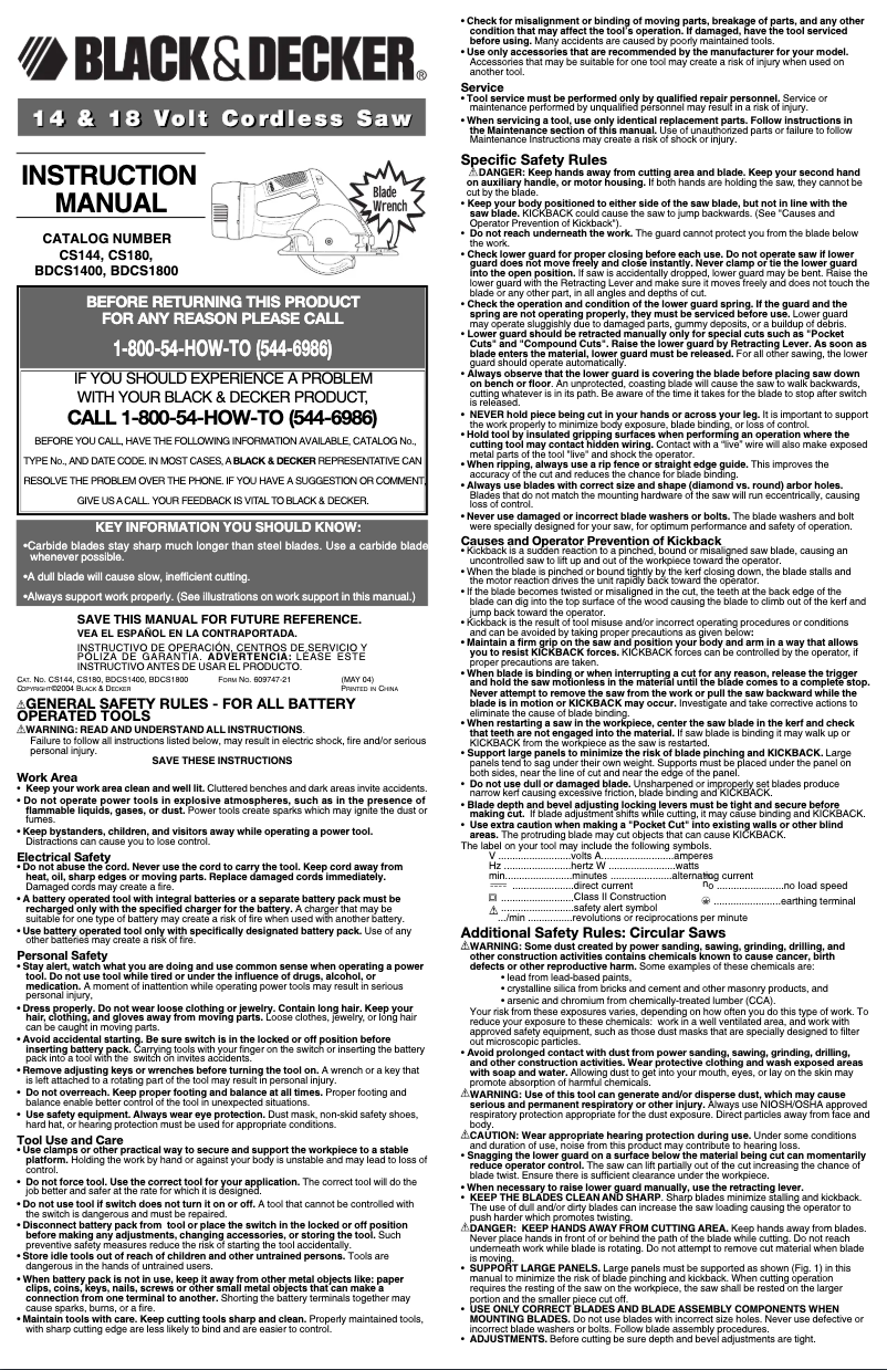 Página 1 del manual Manual de usuario Black & Decker CS144