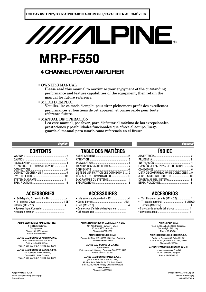 Imagen de la primera página del manual del dispositivo MRP-F550