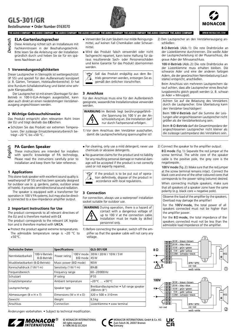 Página 1 del manual Manual de usuario Monacor GLS-301/GR