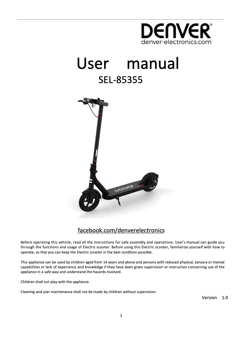 Página 1 del manual Manual de usuario Denver SEL-85355