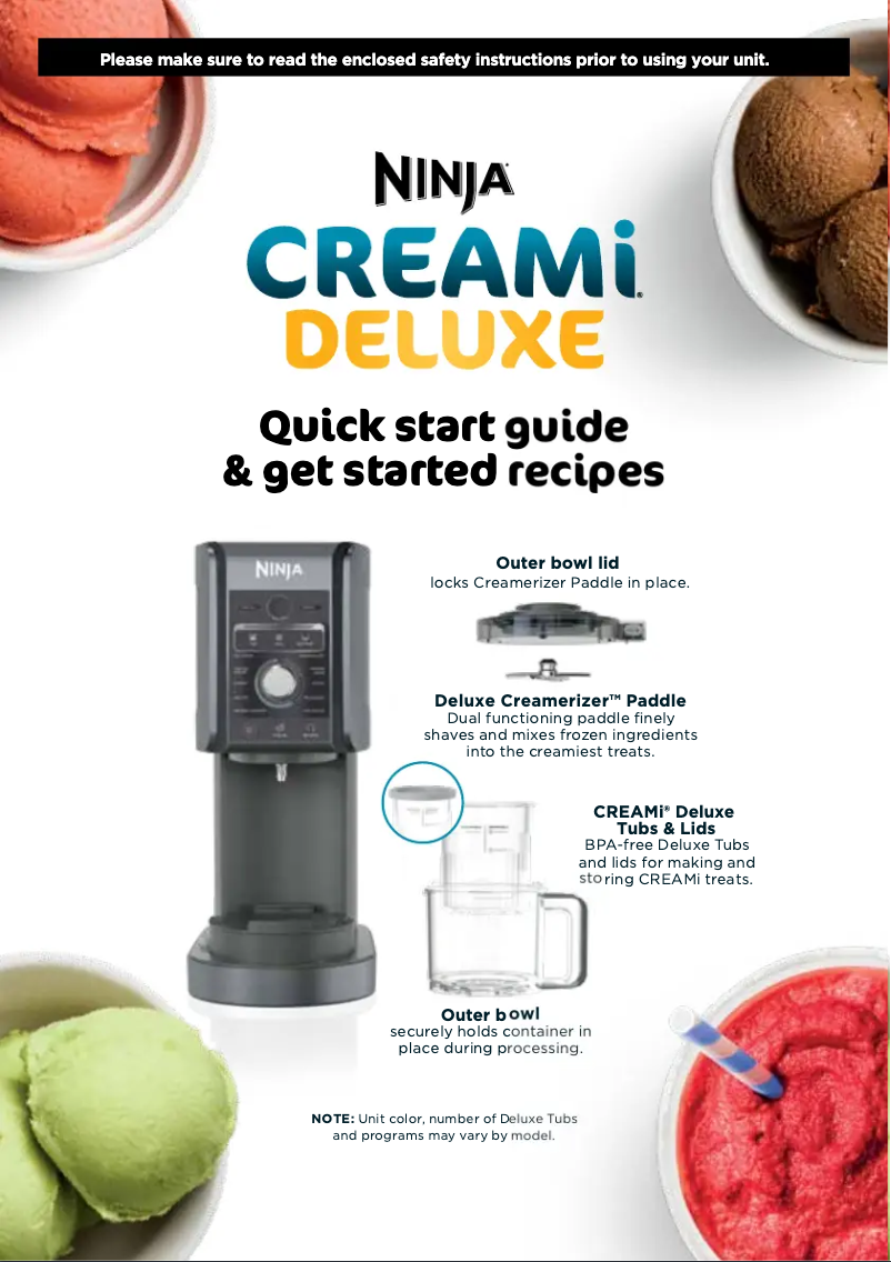 Imagen de la primera página del manual del dispositivo Creami Deluxe NC501